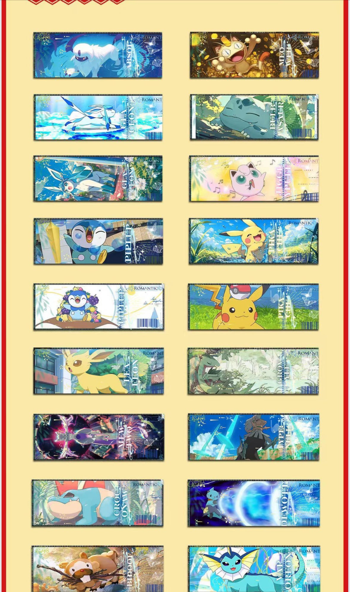 Pokemon acrylic tickets 10 packs