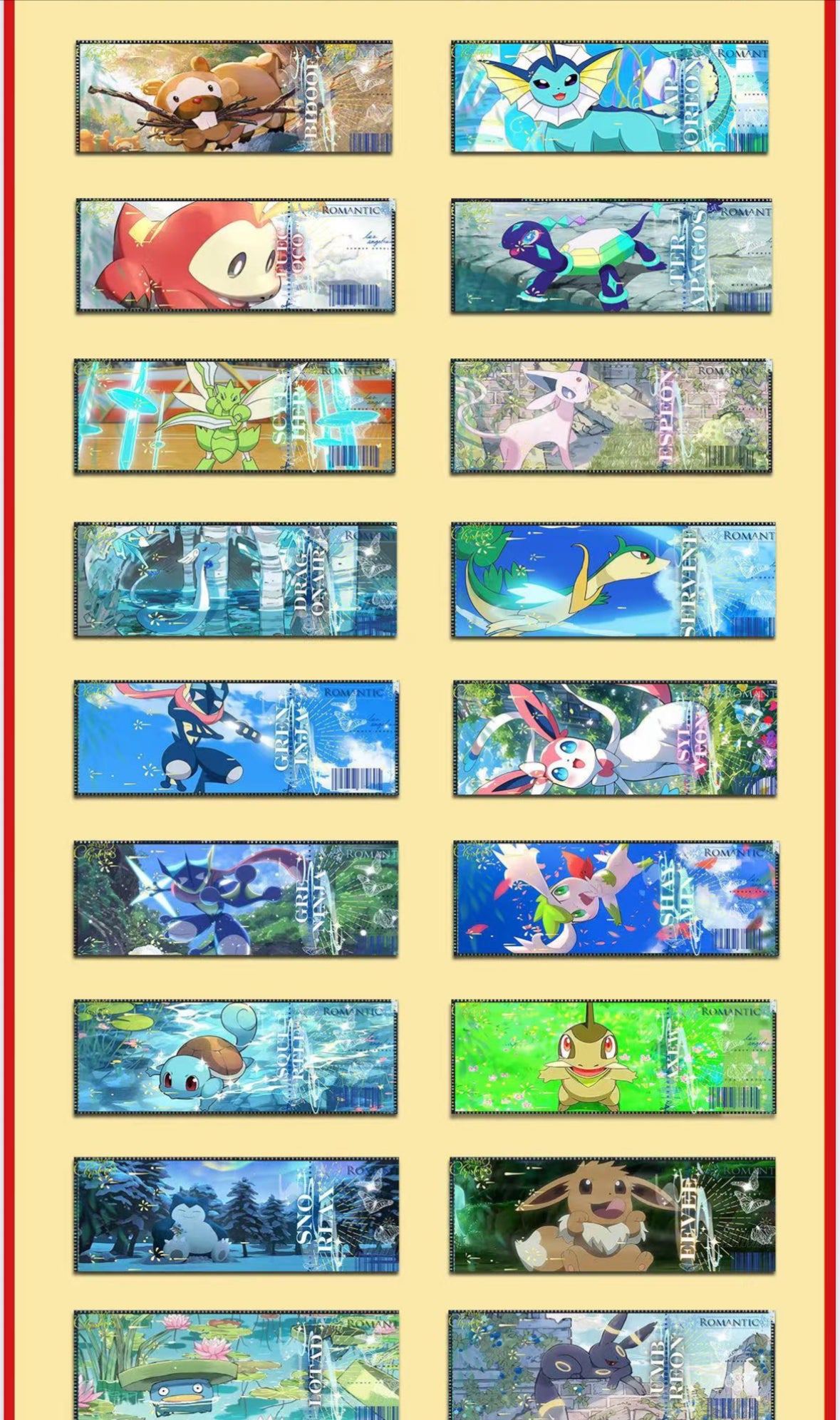 Pokemon acrylic tickets 10 packs