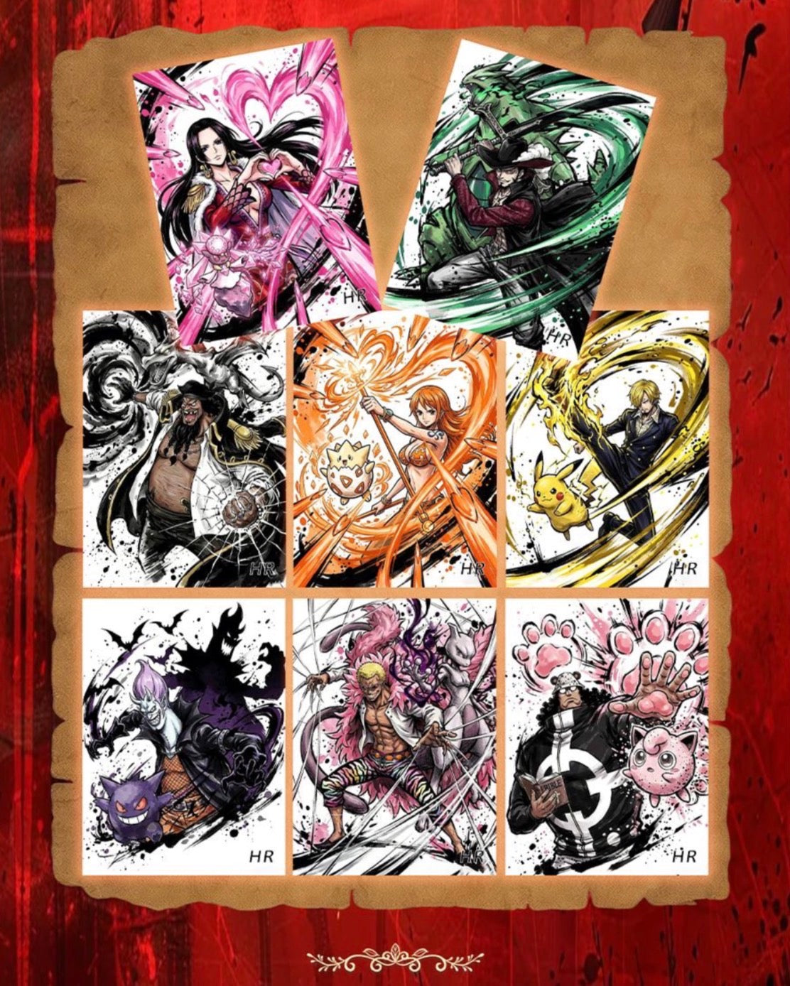 One piece, Pokemon crossover Polaroids (30 packs)