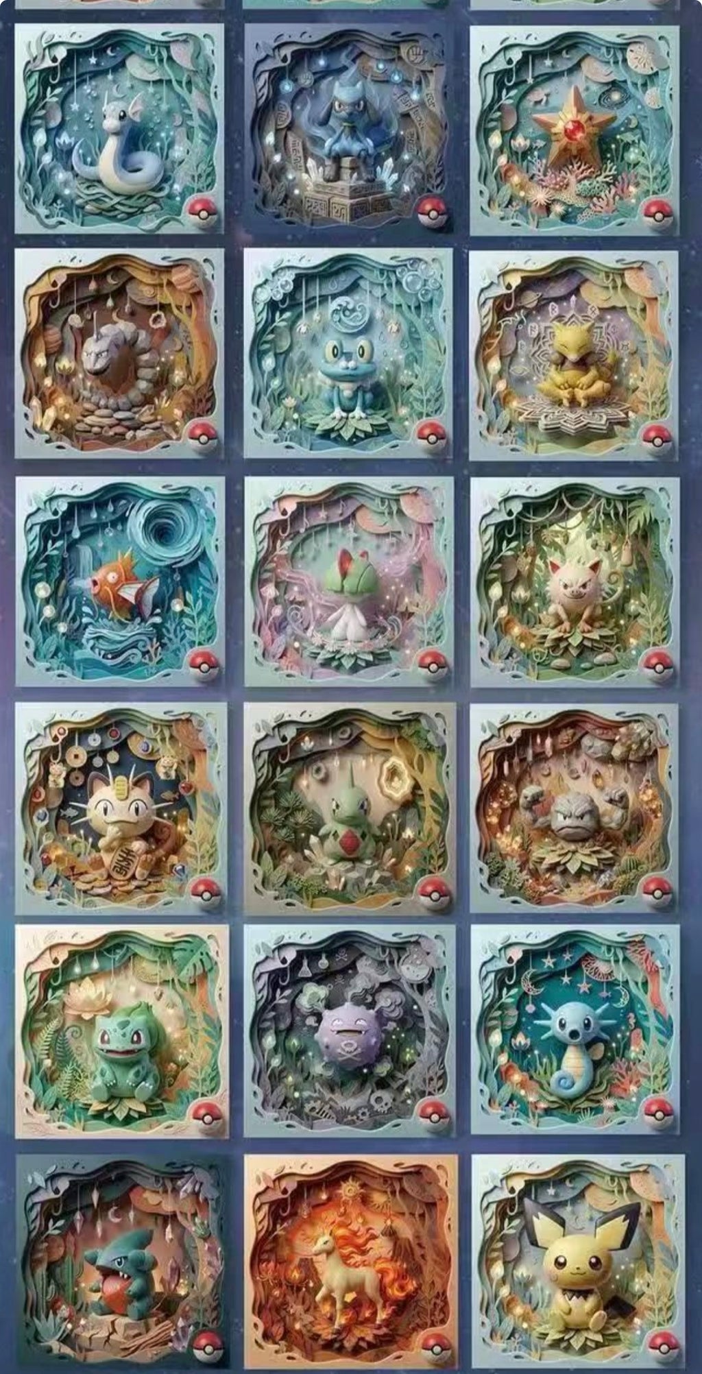 Pokemon Ceramic blind Magnets (10 magnets)