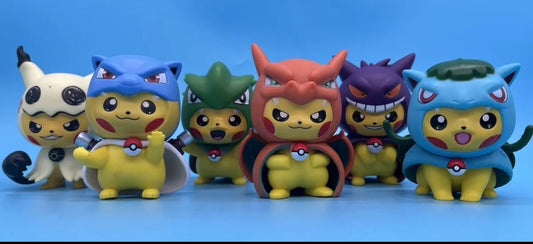 Poncho Pikachu, Charizard, Gengar, Blastiose, Venusaur, Mimiyku, T-Tar