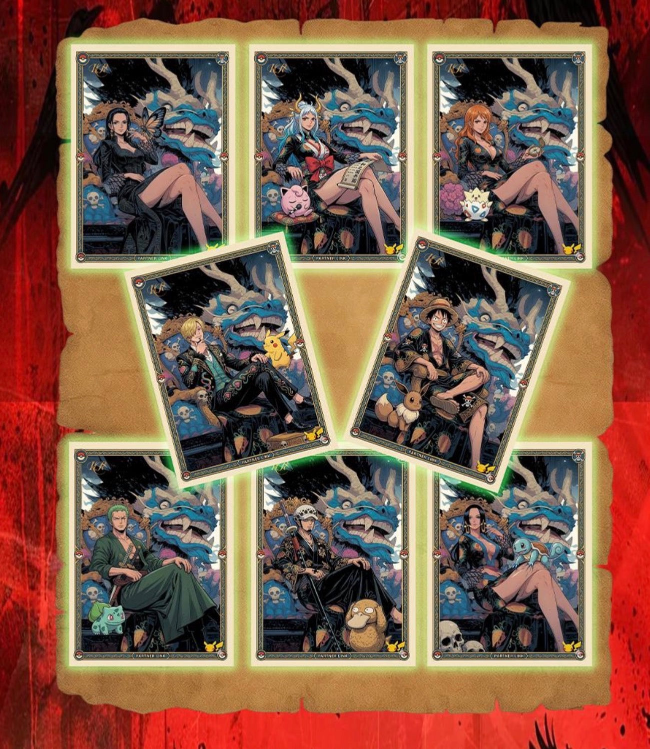 One piece, Pokemon crossover Polaroids (30 packs)